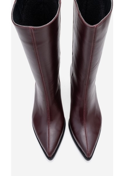 Juana Bordo Cilt Hakiki Deri Sivri Burunlu Kadın Çizme fiyatları