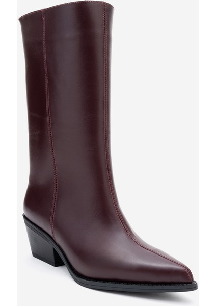 Juana Bordo Cilt Hakiki Deri Sivri Burunlu Kadın Çizme modelleri