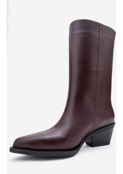 Juana Bordo Cilt Hakiki Deri Sivri Burunlu Kadın Çizme fırsatları
