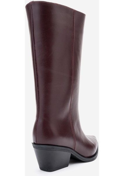 Juana Bordo Cilt Hakiki Deri Sivri Burunlu Kadın Çizme indirimleri