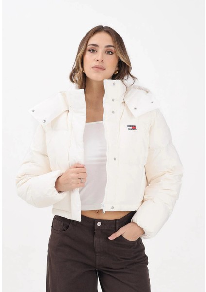 Tjw Alaska Grid Kısa Kuş Tüyü Kadın Beyaz Ceket DW0DW21624YBH