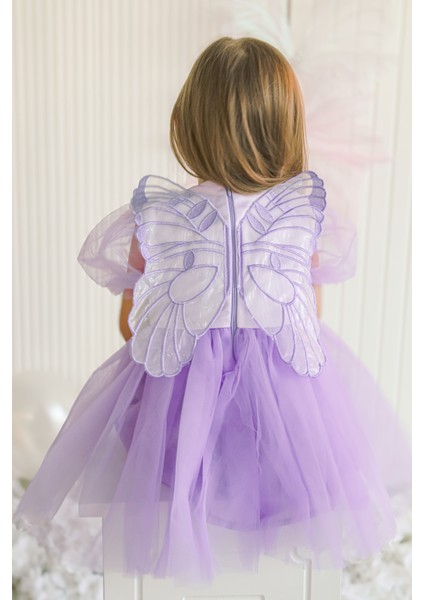 Kız Bebek Kız Çocuk Doğum Günü Parti Düğün Elbise Balonkol Kanatlı Tüllü Tütülü Tütü Astarlı modelleri