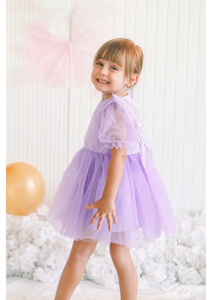 Kız Bebek Kız Çocuk Doğum Günü Parti Düğün Elbise Balonkol Kanatlı Tüllü Tütülü Tütü Astarlı indirimleri