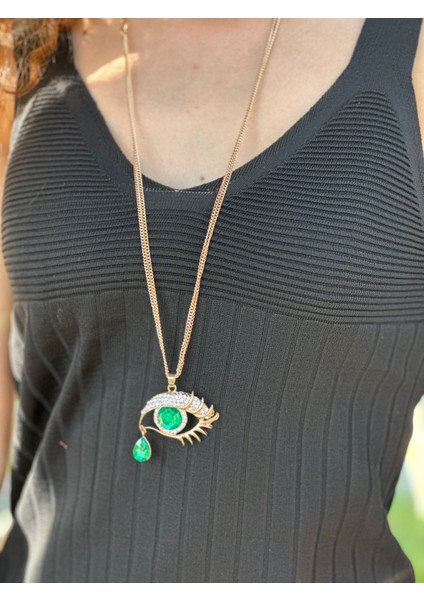 Zirkon Taş Işleme Ağlayan Göz Kadın Kolye 40 cm fiyatları