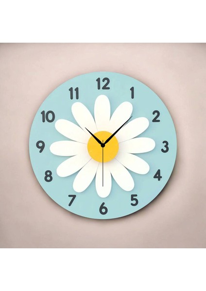 Çiçek Renkli Baskı Desenli Sayılı Hediyelik Ahşap Sessiz Tablo Duvar Saati fiyatları