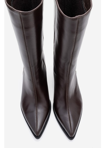 Juana Kahverengi Cilt Hakiki Deri Sivri Burunlu Kadın Çizme fiyatları