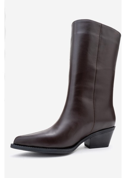 Juana Kahverengi Cilt Hakiki Deri Sivri Burunlu Kadın Çizme fırsatları