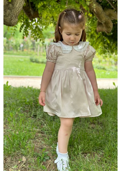 Kız Bebek Elbise Kız Çocuk Elbise Doğum Günü Parti Düğün Elbise Dantelli Kısa Kol astarlı elbise