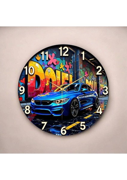 Araba Renkli Baskı Desenli Sayılı Hediyelik Ahşap Sessiz Tablo Duvar Saati fiyatları