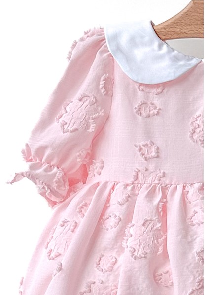 Kız Bebek Kız Çocuk Doğum Günü Parti Düğün Elbise Yarım Kol Astarlı Yakalı Çiçekli Elbise fiyatları