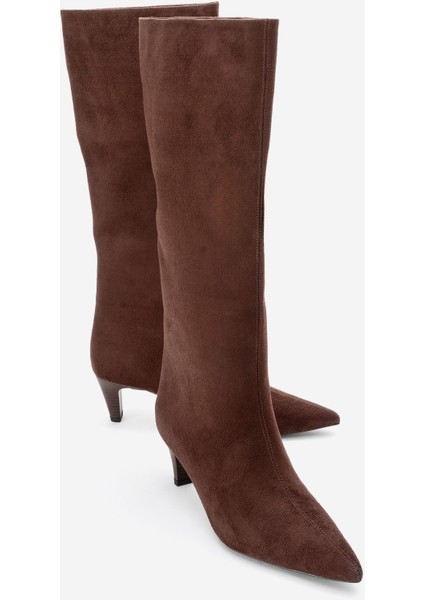 Armelıa Kahverengi Süet Kadın Kısa Topuklu Çizme