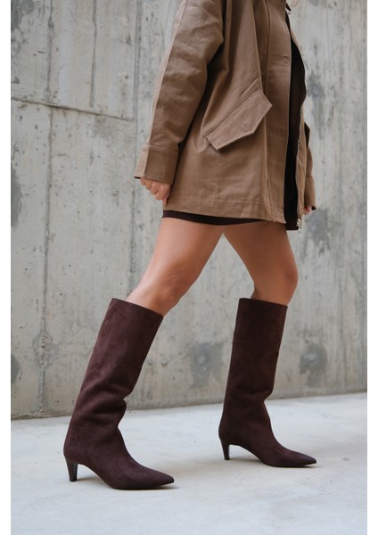 Armelıa Kahverengi Süet Kadın Kısa Topuklu Çizme fiyatları