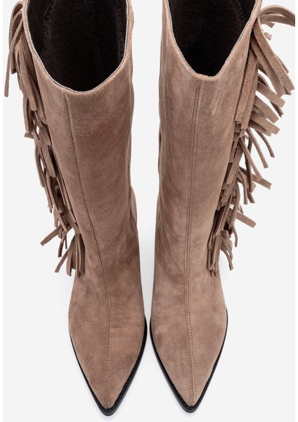 Orlo Toprak Süet Hakiki Deri Püsküllü Kadın Western Çizme fiyatları