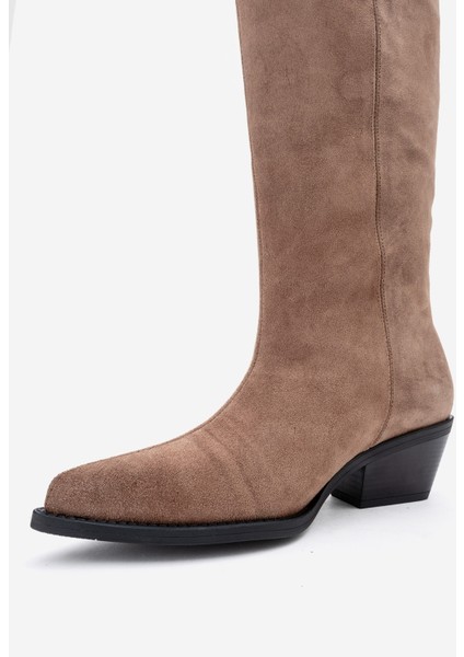 Orlo Toprak Süet Hakiki Deri Püsküllü Kadın Western Çizme fırsatları