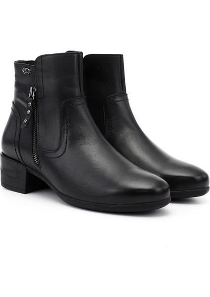 Kadın Siyah Fermuarlı Kalın Topuklu Hakiki Deri Bot fiyatları
