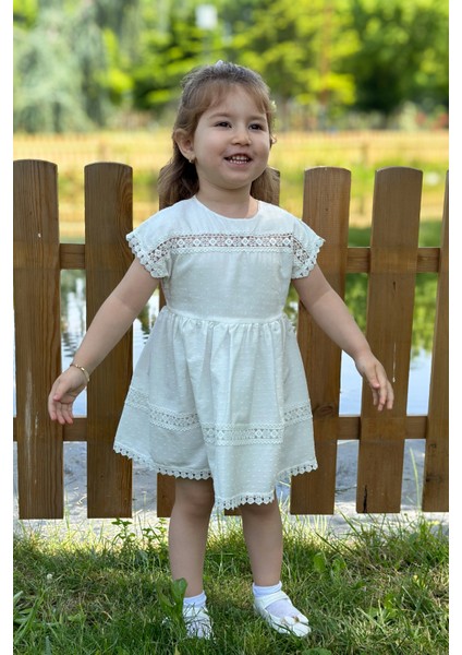 Kız Bebek Elbise Kız Çocuk Elbise Doğum Günü Parti Düğün Elbise Dantelli Kısa Kol astarlı elbise