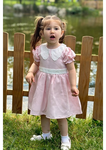Kız Bebek Elbise Kız Çocuk Elbise Doğum Günü Parti Düğün Elbise Dantelli Kısa Kol astarlı elbise