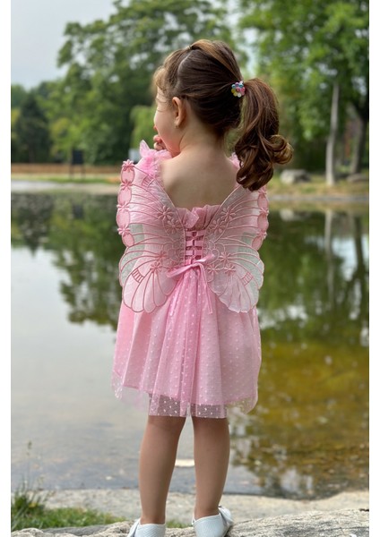 Kız Bebek Elbise Kız Çocuk Elbise Doğum Günü Parti Düğün Elbise Dantelli Kısa Kol astarlı elbise