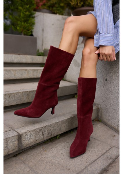 Perri Kadin Siyah Gercek Suet Yarım Astarsız Topuklu Çizme fırsatları