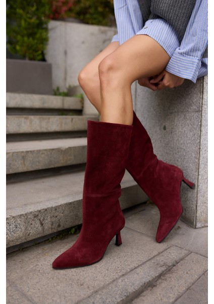 Perri Kadin Siyah Gercek Suet Yarım Astarsız Topuklu Çizme indirimleri