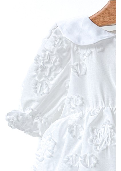 Kız Bebek Kız Çocuk Doğum Günü Parti Düğün Elbise Yarım Kol Astarlı Yakalı Çiçekli Elbise fiyatları