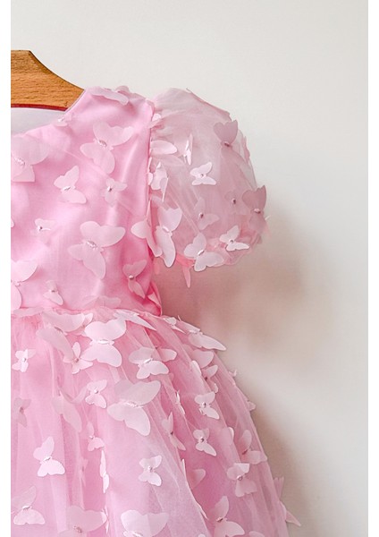 Kız Bebek Kız Çocuk Doğum Günü Parti Düğün Elbise Balonkol Kelebekli Fiyonklu Tüllü Tütü Astarlı modelleri