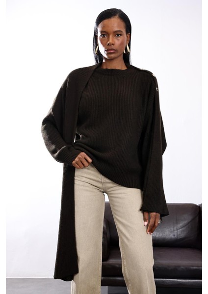 Acı Kahve Atkı Yaka Kazak 0670 fırsatları