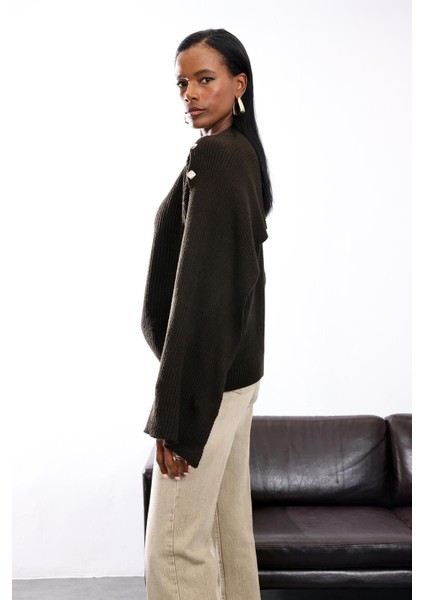 Acı Kahve Atkı Yaka Kazak 0670 indirimleri