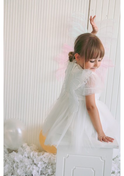 Kız Bebek Kız Çocuk Doğum Günü Parti Düğün Elbise Balonkol Kanatlı Tüllü Tütülü Tütü Astarlı modelleri