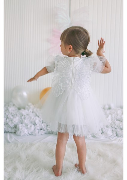 Kız Bebek Kız Çocuk Doğum Günü Parti Düğün Elbise Balonkol Kanatlı Tüllü Tütülü Tütü Astarlı fırsatları