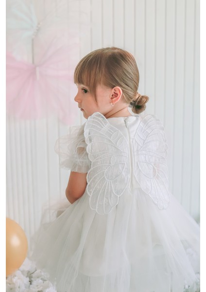 Kız Bebek Kız Çocuk Doğum Günü Parti Düğün Elbise Balonkol Kanatlı Tüllü Tütülü Tütü Astarlı indirimleri