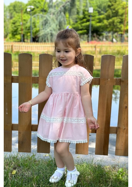 Kız Bebek Elbise Kız Çocuk Elbise Doğum Günü Parti Düğün Elbise Dantelli Kısa Kol astarlı elbise