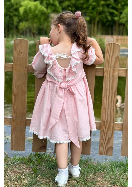 Kız Bebek Elbise Kız Çocuk Elbise Doğum Günü Parti Düğün Elbise Dantelli Kısa Kol astarlı elbise fırsatları