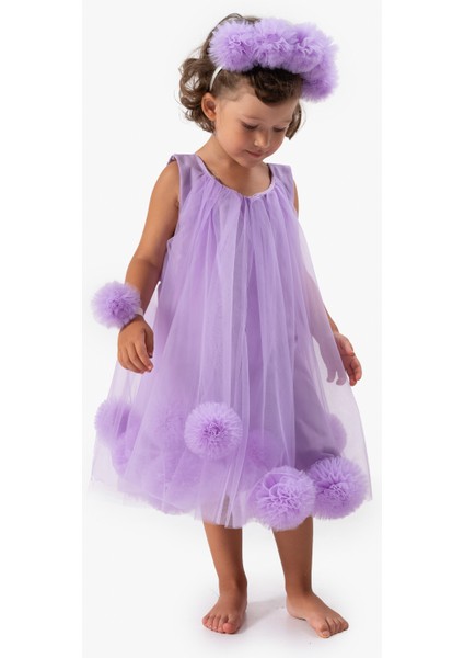 Kız Bebek Elbise Kız Çocuk Elbise Doğum Günü Parti Düğün Elbise Taçlı Kolsuz astarlı elbise