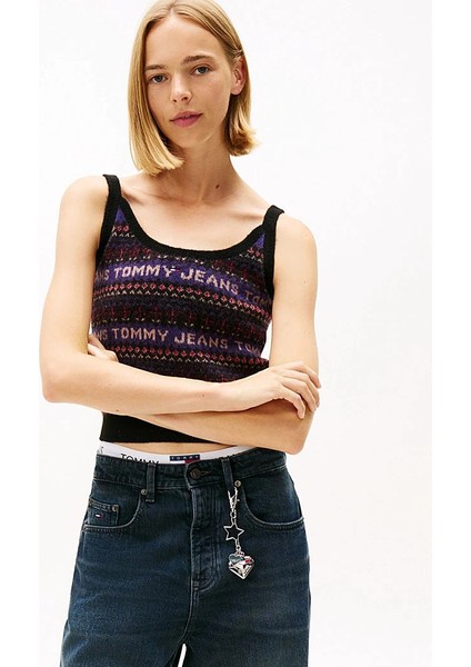 Tjw Fairisle Desenli Kadın Siyah Kazak DW0DW21692BDS modelleri