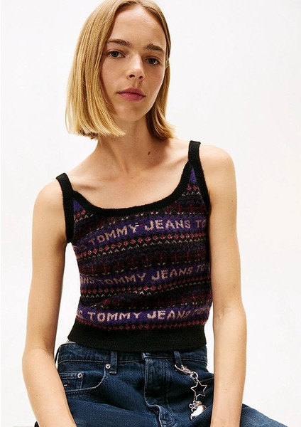 Tjw Fairisle Desenli Kadın Siyah Kazak DW0DW21692BDS fırsatları