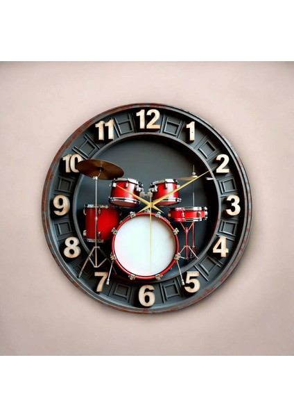 Bateri Müzik Renkli Baskı Desenli Sayılı Hediyelik Ahşap Sessiz Tablo Duvar Saati fiyatları