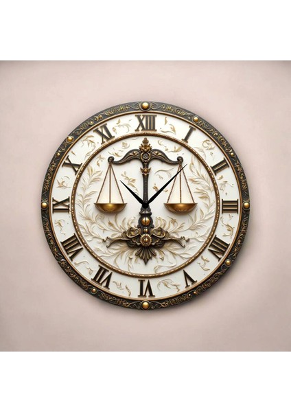 Terazi Adalet Avukat Renkli Baskı Desenli Sayılı Hediyelik Ahşap Sessiz Tablo Duvar Saati fiyatları