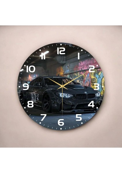 Araba Renkli Baskı Desenli Sayılı Hediyelik Ahşap Sessiz Tablo Duvar Saati fiyatları