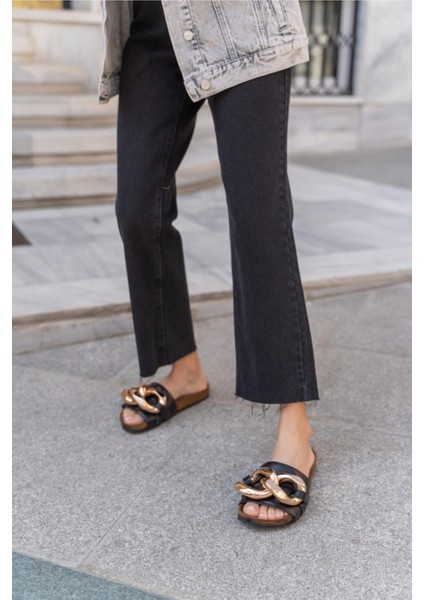 Sidney Kadın Beyaz Bronz Zincir Tokali Terlik fiyatları