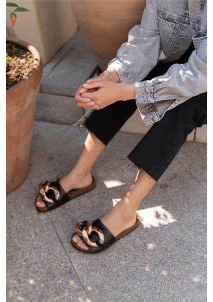 Sidney Kadın Beyaz Bronz Zincir Tokali Terlik indirimleri