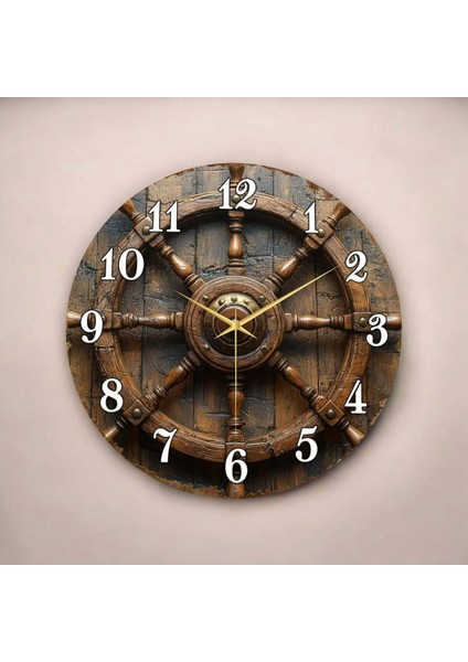 Dümen Denizci Renkli Baskı Desenli Sayılı Hediyelik Ahşap Sessiz Tablo Duvar Saati fiyatları