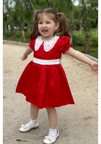 Kız Bebek Elbise Kız Çocuk Elbise Doğum Günü Parti Düğün Elbise Dantelli Kısa Kol astarlı elbise