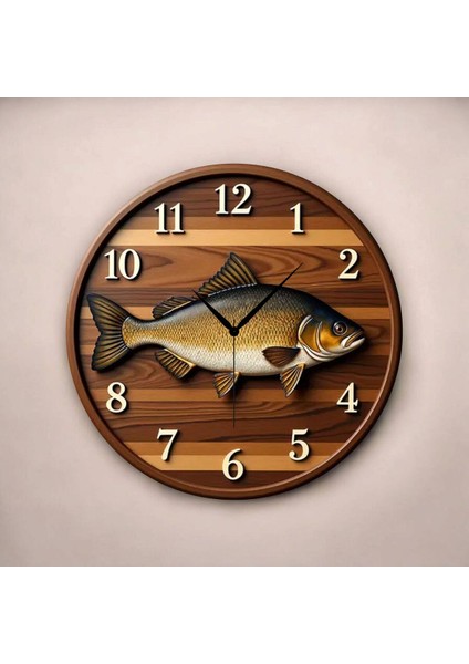 Balık Renkli Baskı Desenli Sayılı Hediyelik Ahşap Sessiz Tablo Duvar Saati fiyatları