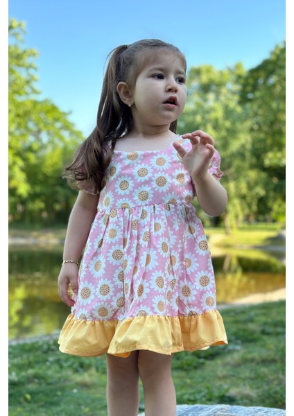 Kız Bebek Elbise Kız Çocuk Elbise Doğum Günü Parti Düğün Elbise Dantelli Kısa Kol astarlı elbise