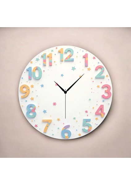 Renkli Baskı Desenli Sayılı Hediyelik Ahşap Sessiz Tablo Duvar Saati fiyatları