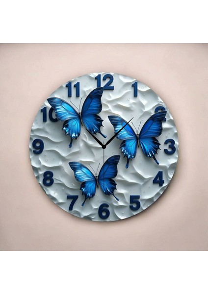 Kelebek Hayvan Renkli Baskı Desenli Sayılı Hediyelik Ahşap Sessiz Tablo Duvar Saati fiyatları