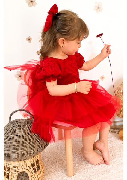 Kız Bebek Elbise Kız Çocuk Elbise Doğum Günü Parti Düğün Elbise Dantelli Kısa Kol astarlı elbise fırsatları