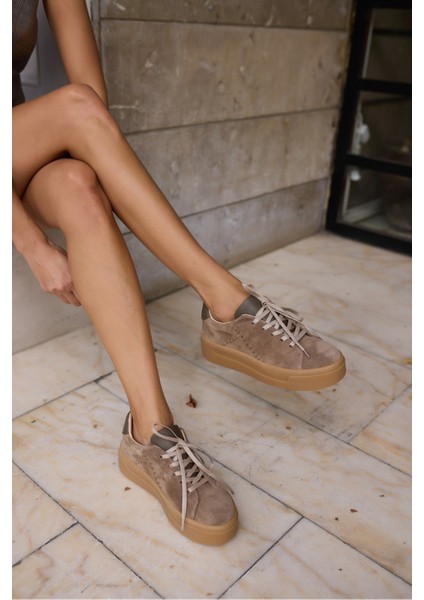 Jenny Kadin Vızon Gercek Deri 5 cm Taban Sneaker