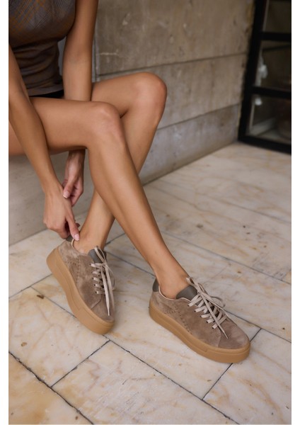 Jenny Kadin Vızon Gercek Deri 5 cm Taban Sneaker modelleri